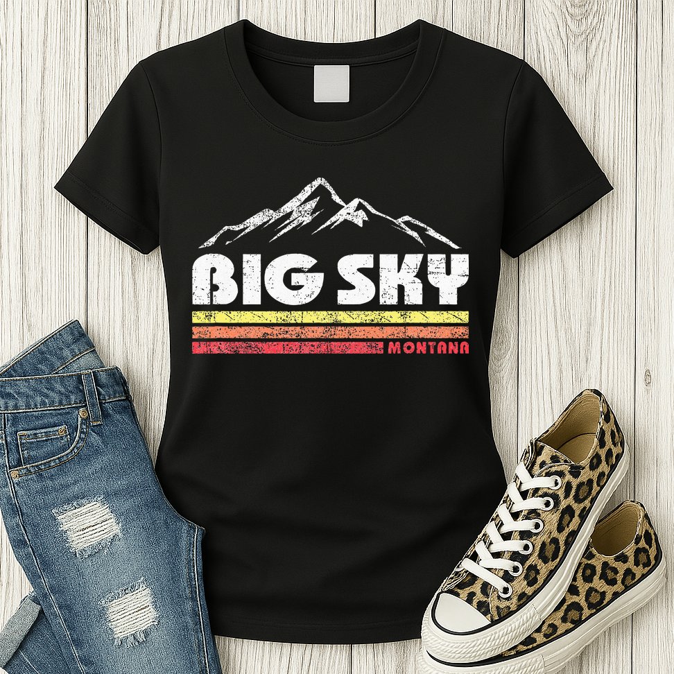 Big Sky Montana Mountain Sunset Womens T-Shirt