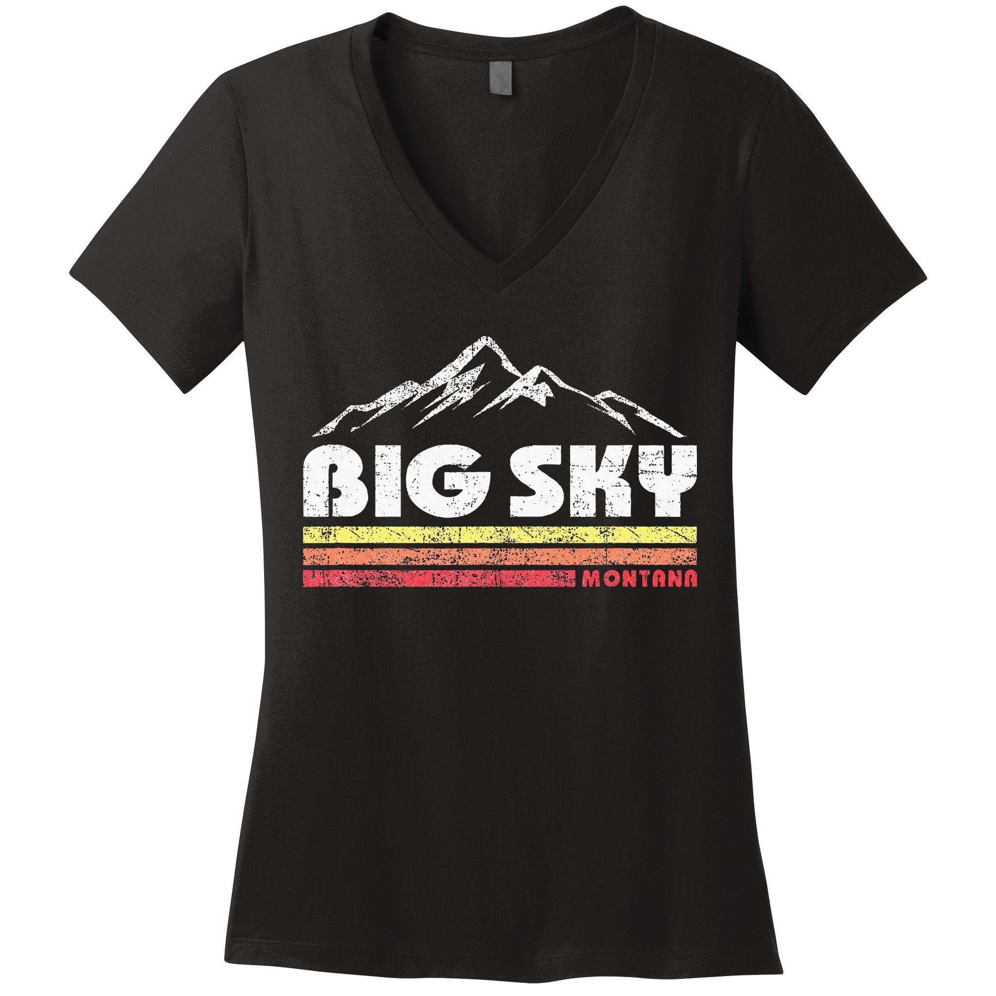 Big Sky Montana Mountain Sunset Women's V-Neck T-Shirt