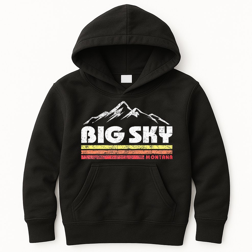 Big Sky Montana Mountain Sunset Kids Hoodie
