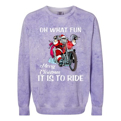 Biker Santa Motorcycle Fan Merry Christmas Xmas Holidays Colorblast Crewneck Sweatshirt