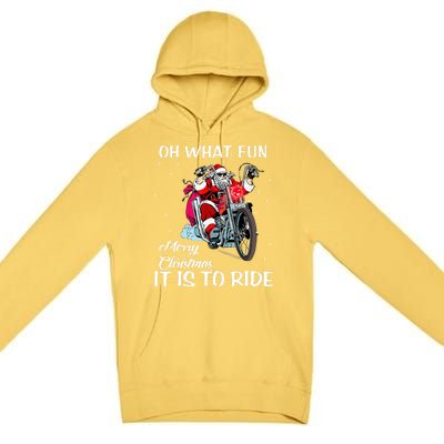 Biker Santa Motorcycle Fan Merry Christmas Xmas Holidays Premium Pullover Hoodie