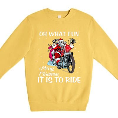 Biker Santa Motorcycle Fan Merry Christmas Xmas Holidays Premium Crewneck Sweatshirt