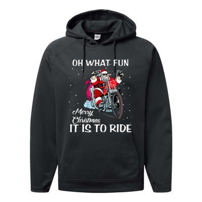 Biker Santa Motorcycle Fan Merry Christmas Xmas Holidays Performance Fleece Hoodie