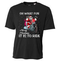 Biker Santa Motorcycle Fan Merry Christmas Xmas Holidays Cooling Performance Crew T-Shirt