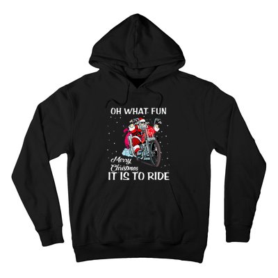 Biker Santa Motorcycle Fan Merry Christmas Xmas Holidays Hoodie