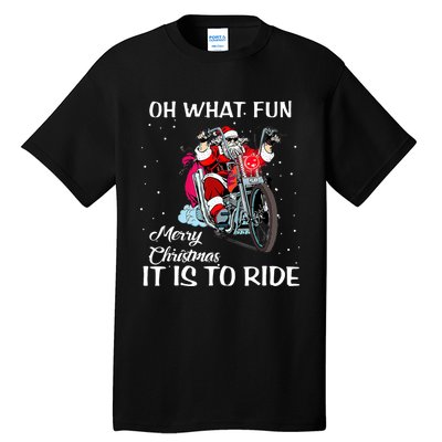 Biker Santa Motorcycle Fan Merry Christmas Xmas Holidays Tall T-Shirt