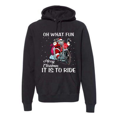 Biker Santa Motorcycle Fan Merry Christmas Xmas Holidays Premium Hoodie