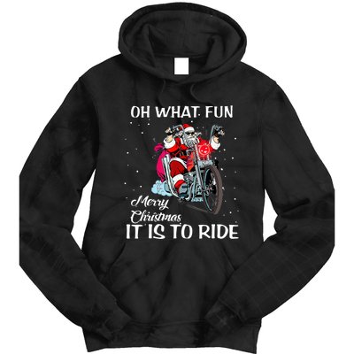 Biker Santa Motorcycle Fan Merry Christmas Xmas Holidays Tie Dye Hoodie