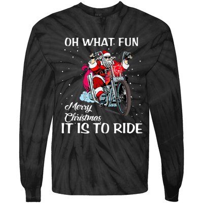 Biker Santa Motorcycle Fan Merry Christmas Xmas Holidays Tie-Dye Long Sleeve Shirt