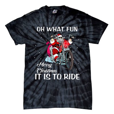 Biker Santa Motorcycle Fan Merry Christmas Xmas Holidays Tie-Dye T-Shirt