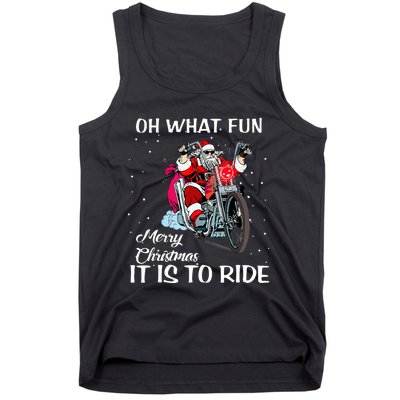 Biker Santa Motorcycle Fan Merry Christmas Xmas Holidays Tank Top