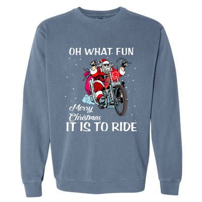 Biker Santa Motorcycle Fan Merry Christmas Xmas Holidays Garment-Dyed Sweatshirt