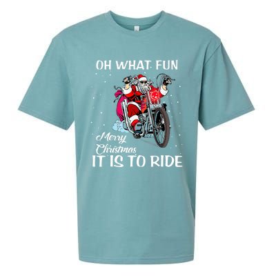 Biker Santa Motorcycle Fan Merry Christmas Xmas Holidays Sueded Cloud Jersey T-Shirt