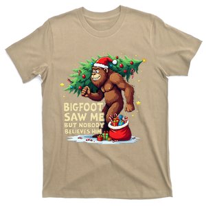 Bigfoot Saw Me But Nobody Believes Him Christmas Bigfoot T-Shirt