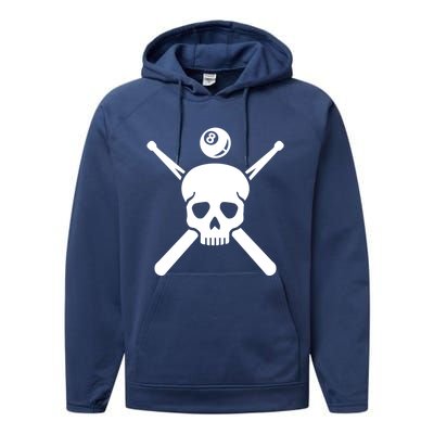 Billiards Skull Meaningful Gift Performance Fleece Hoodie