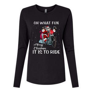 Biker Santa Motorcycle Fan Merry Christmas Xmas Holidays  Womens Cotton Relaxed Long Sleeve T-Shirt