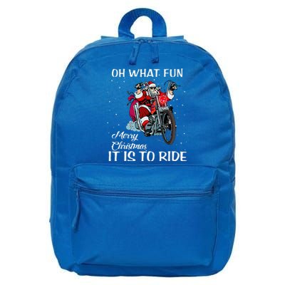 Biker Santa Motorcycle Fan Merry Christmas Xmas Holidays  16 in Basic Backpack