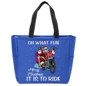 Biker Santa Motorcycle Fan Merry Christmas Xmas Holidays  Zip Tote Bag