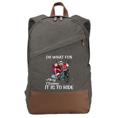 Biker Santa Motorcycle Fan Merry Christmas Xmas Holidays  Cotton Canvas Backpack