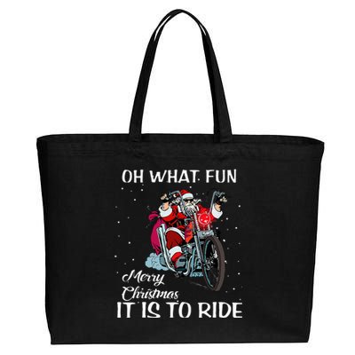 Biker Santa Motorcycle Fan Merry Christmas Xmas Holidays  Cotton Canvas Jumbo Tote