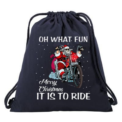 Biker Santa Motorcycle Fan Merry Christmas Xmas Holidays  Drawstring Bag