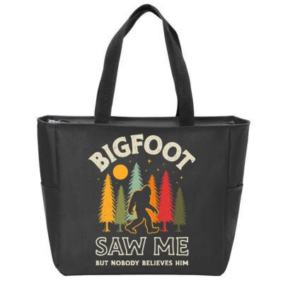 Bigfoot Saw Me But Nobody Believes Him Funny Sasquatch Retro Zip Tote Bag