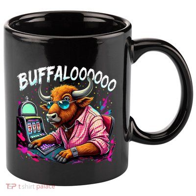 Buffalo Slot Machine Funny Casino Art Casino Lovers Costume 11oz C Handle Ceramic Mug