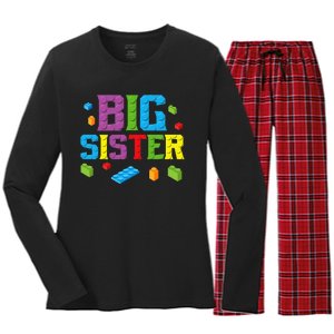 Big Sister Master Builder Building Bricks Blocks Family Set Women's Long Sleeve Flannel Pajama Set 