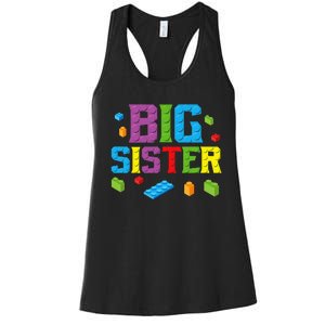 Big Sister Master Builder Building Bricks Blocks Family Set Women's Racerback Tank