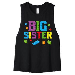 Big Sister Master Builder Building Bricks Blocks Family Set Women's Racerback Cropped Tank