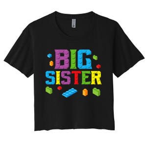 Big Sister Master Builder Building Bricks Blocks Family Set Women's Crop Top Tee