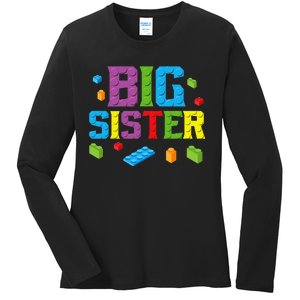 Big Sister Master Builder Building Bricks Blocks Family Set Ladies Long Sleeve Shirt