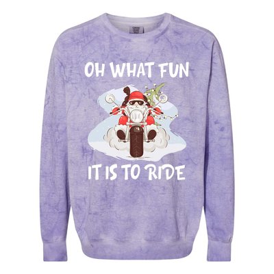 Biker Santa Motorcycle Fan Merry Christmas Xmas Holidays Colorblast Crewneck Sweatshirt