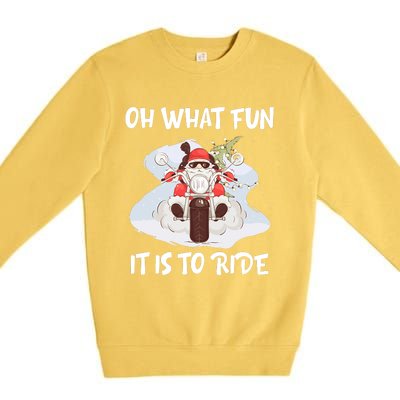 Biker Santa Motorcycle Fan Merry Christmas Xmas Holidays Premium Crewneck Sweatshirt