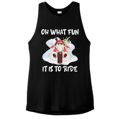 Biker Santa Motorcycle Fan Merry Christmas Xmas Holidays Ladies PosiCharge Tri-Blend Wicking Tank