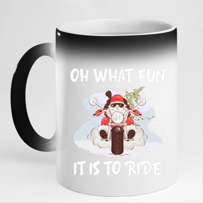 Biker Santa Motorcycle Fan Merry Christmas Xmas Holidays 11oz Black Color Changing Mug