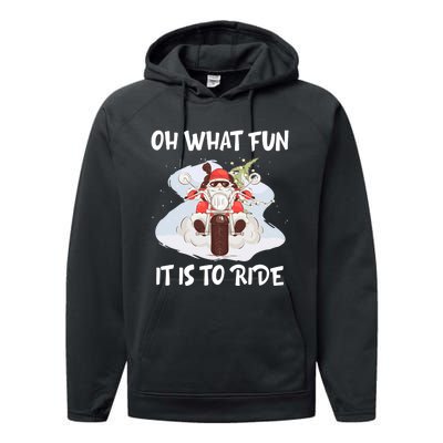 Biker Santa Motorcycle Fan Merry Christmas Xmas Holidays Performance Fleece Hoodie