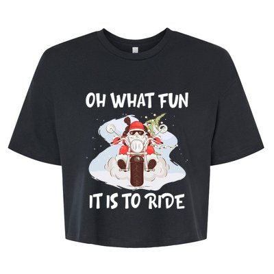 Biker Santa Motorcycle Fan Merry Christmas Xmas Holidays Bella+Canvas Jersey Crop Tee