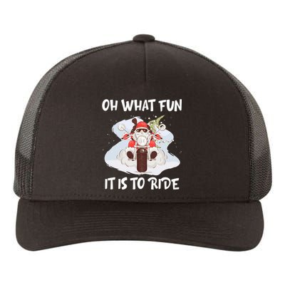 Biker Santa Motorcycle Fan Merry Christmas Xmas Holidays Yupoong Adult 5-Panel Trucker Hat