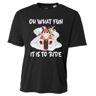 Biker Santa Motorcycle Fan Merry Christmas Xmas Holidays Cooling Performance Crew T-Shirt