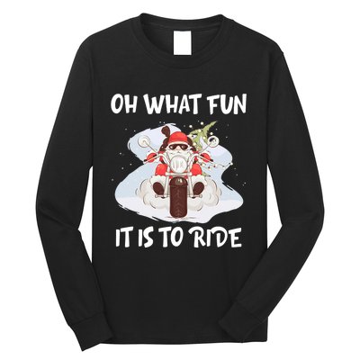 Biker Santa Motorcycle Fan Merry Christmas Xmas Holidays Long Sleeve Shirt