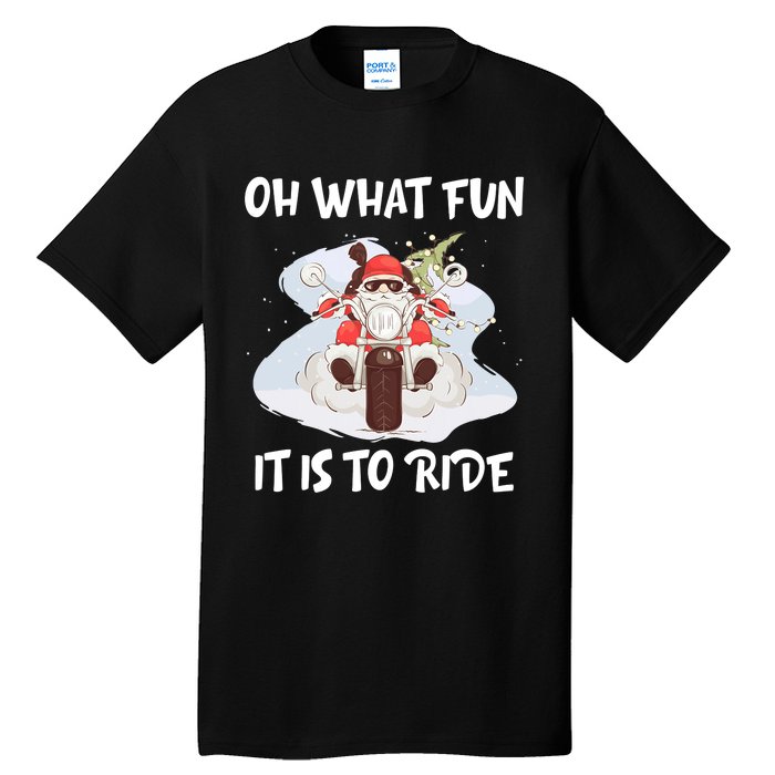 Biker Santa Motorcycle Fan Merry Christmas Xmas Holidays Tall T-Shirt