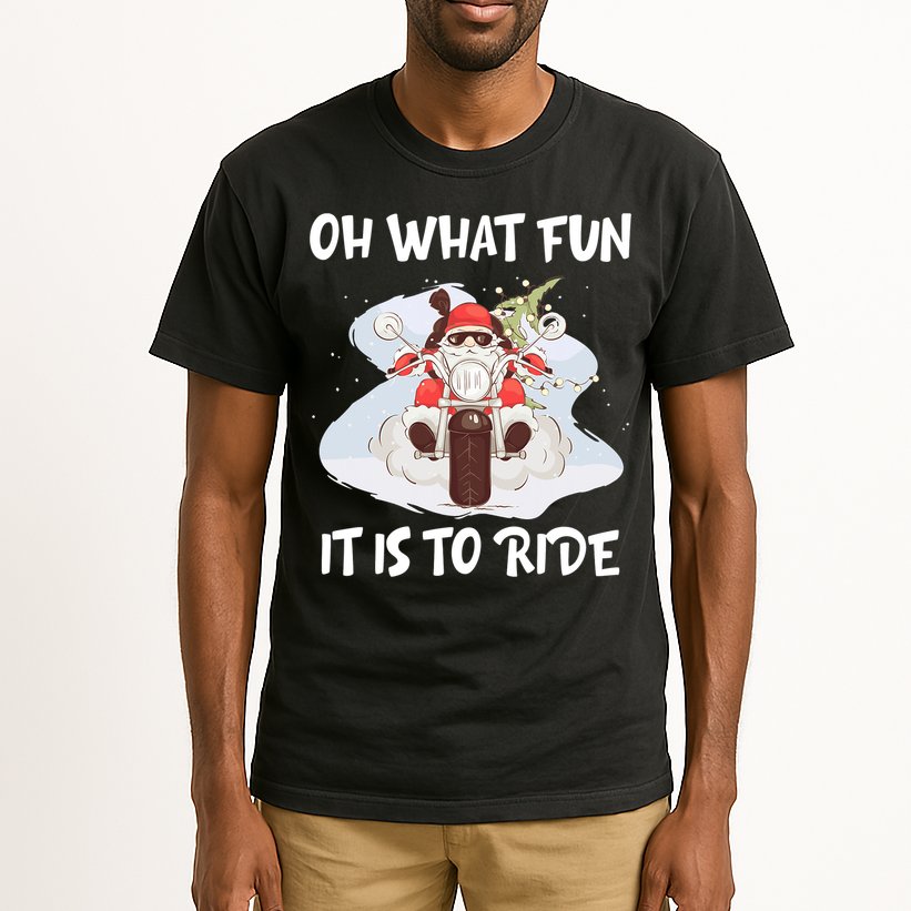 Biker Santa Motorcycle Fan Merry Christmas Xmas Holidays Tall T-Shirt