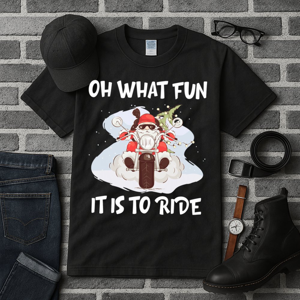 Biker Santa Motorcycle Fan Merry Christmas Xmas Holidays Tall T-Shirt