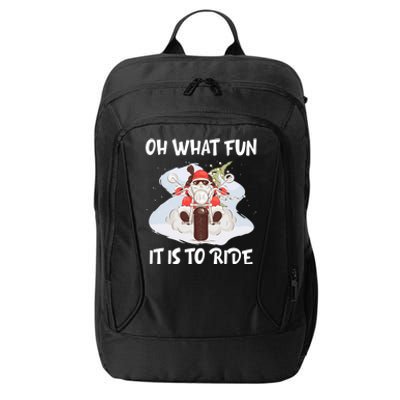 Biker Santa Motorcycle Fan Merry Christmas Xmas Holidays City Backpack