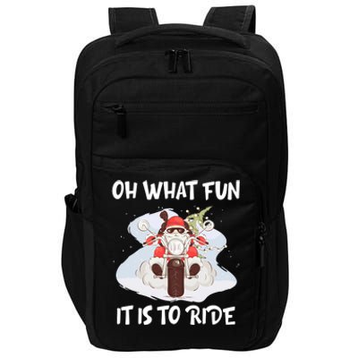 Biker Santa Motorcycle Fan Merry Christmas Xmas Holidays Impact Tech Backpack