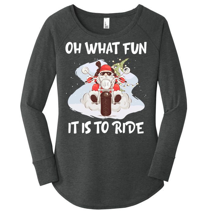 Biker Santa Motorcycle Fan Merry Christmas Xmas Holidays Women's Perfect Tri Tunic Long Sleeve Shirt