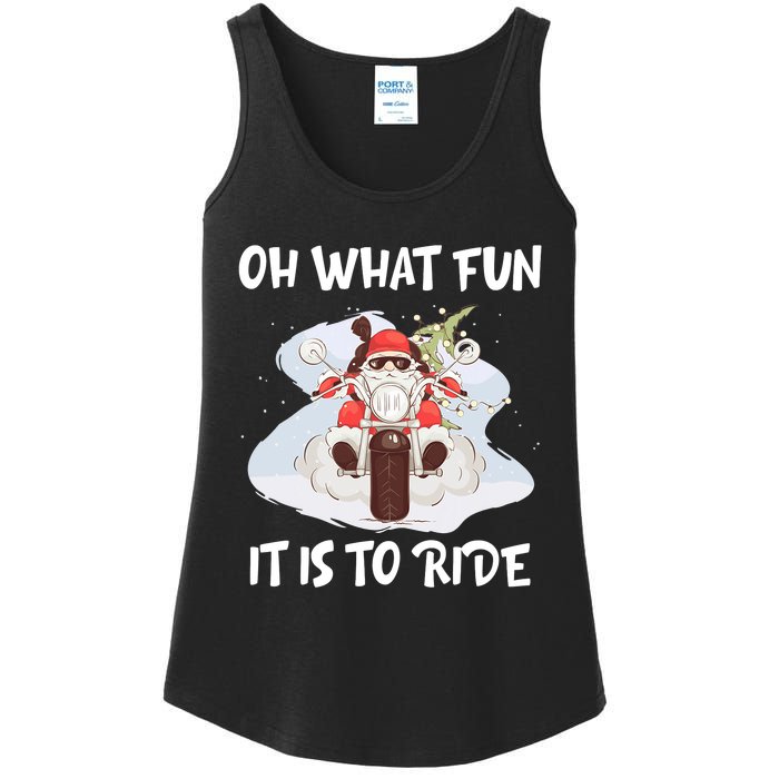 Biker Santa Motorcycle Fan Merry Christmas Xmas Holidays Ladies Essential Tank