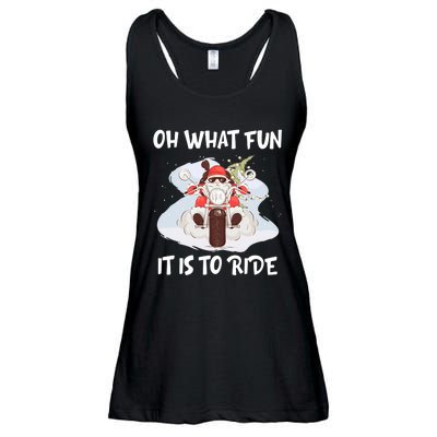 Biker Santa Motorcycle Fan Merry Christmas Xmas Holidays Ladies Essential Flowy Tank