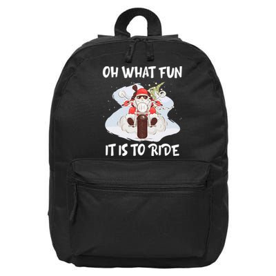 Biker Santa Motorcycle Fan Merry Christmas Xmas Holidays 16 in Basic Backpack